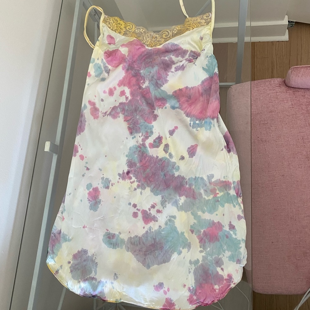 Tie dye silk night dress